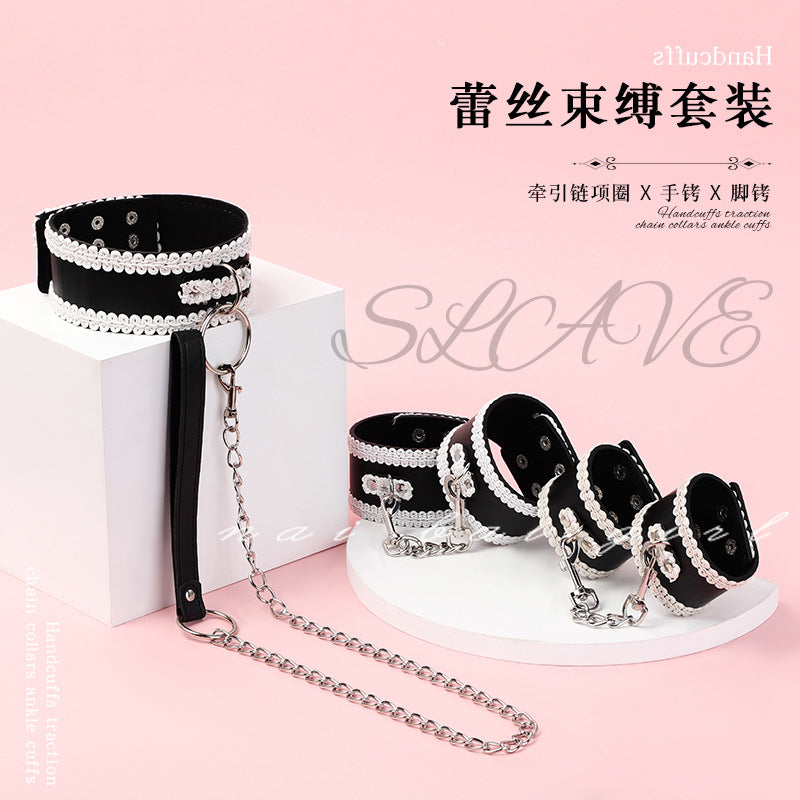 SM purple hand and leg binding belt binding handcuffs + footholds include: wrist strap, ankle strap, arm strap, thigh strap      