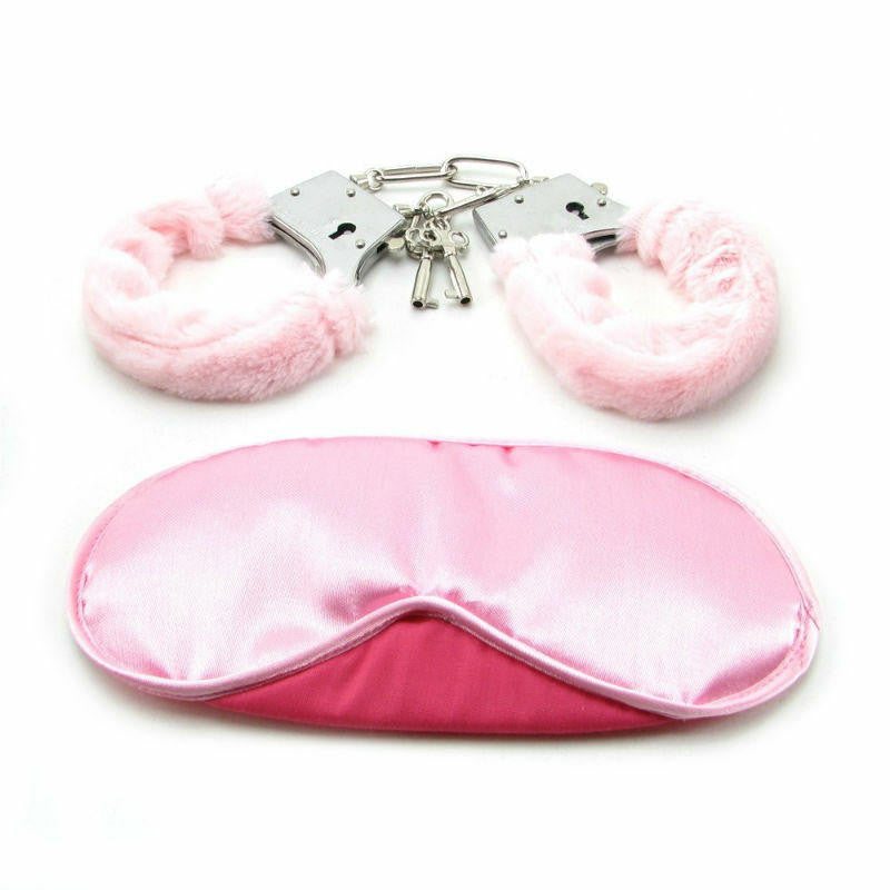 Furry Cuffs &  Pink Satin Blindfold