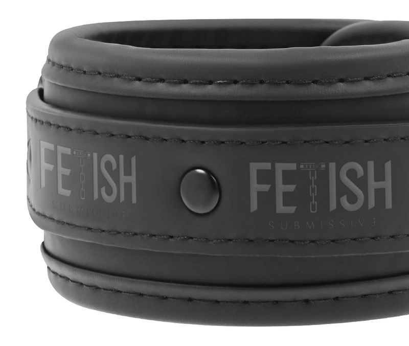 Fetish Submissive - 純素皮革腳銬 - 黑色 照片-3