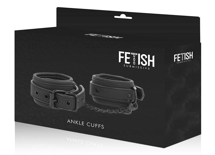 Fetish Submissive - 純素皮革腳銬 - 黑色 照片-9