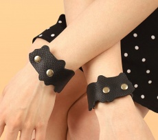 MT - Cat-shaped leather handcuffs - Black