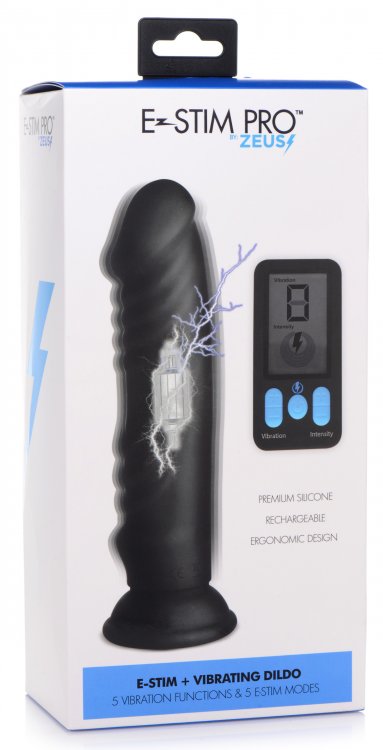 Zeus Electrosex - E-Stim Pro 5X 遙控電擊震動仿真陽具 - 黑色 照片-9